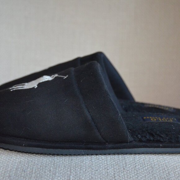 Ralph Lauren Polo Black Slip-On Scuff Slipper Men's size small 6-7.5 - Picture 4 of 6